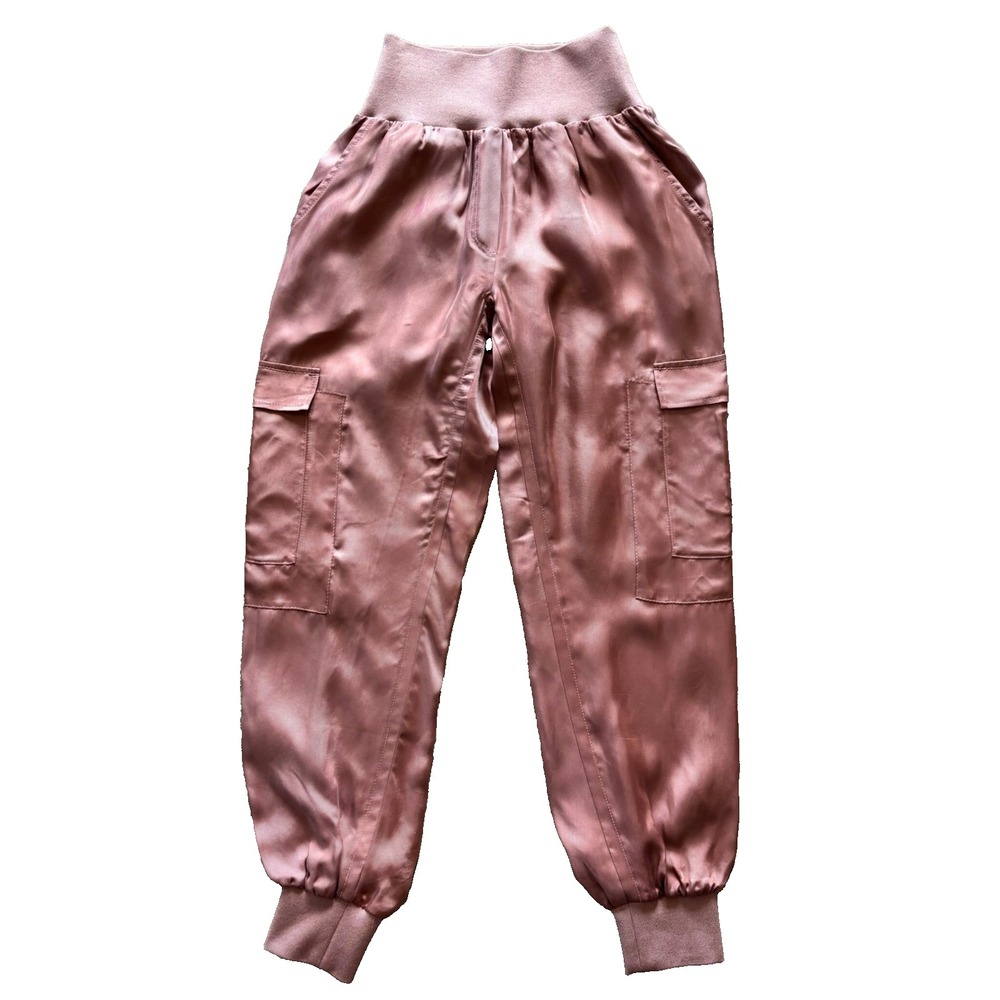 Cinq‎ a Sept Giles Pant Bronze Satin Cargo Jogger High Waist XS ZP178304Z